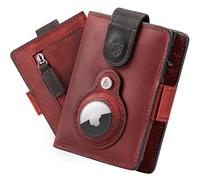 Will Fire®MagFlap Air Smart Airtag Wallet | Include ciondolo Airtag | Portafoglio in pelle autentica con Airtag | Scomparto per monete e banconote | Protezione RFID | Fino a 12 carte