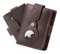 Will Fire®MagFlap Air Smart Airtag Wallet | Include ciondolo Airtag | Portafoglio in pelle autentica con Airtag | Scomparto per monete e banconote | Protezione RFID | Fino a 12 carte