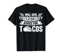Will Give Cybersecurity Advice for Tacos Maglietta con Stampa Grafica Economica, Uomo, Nero, S