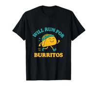 Will Run for Burritos Running Taco Retro Design Maglietta