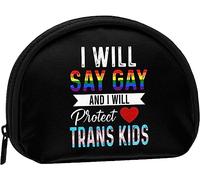 Will Say Gay And I Will Protect Trans Kids Lgbtq Pride Portamonete Portamonete Donna e ragazza Cute Fashion Bag Change Pouch Portachiavi Borsa da donna Regalo