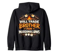 Will Trade Brother for Marshmallows Camp Fire Funny Felpa con Cappuccio