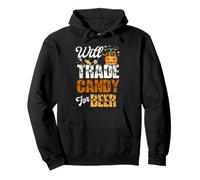 Will Trade Candy for Beer Tees Beer Lovers Halloween Felpa con Cappuccio