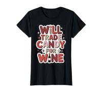 Will Trade Candy for Wine Divertente Halloween Donne Maglietta