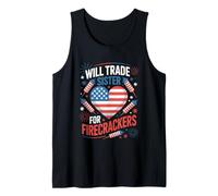Will Trade Sister For Firecrackers Funny 4th Of July Boys Canotta