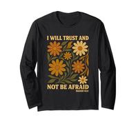Will Trust And Not Be Afraid, poesia floreale in stile boho con fiori selvatici Maglia a Manica