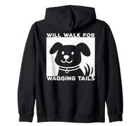 Will Walk for Wagging Tails - Design Grunge per Amanti dei Cani Felpa con Cappuccio