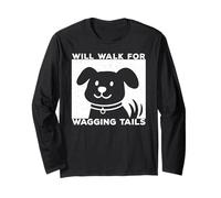 Will Walk for Wagging Tails - Design Grunge per Amanti dei Cani Maglia a Manica
