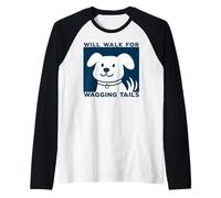 Will Walk for Wagging Tails - Design Grunge per Amanti dei Cani Maglia con Maniche Raglan