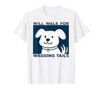 Will Walk for Wagging Tails - Design Grunge per Amanti dei Cani Maglietta