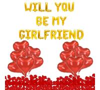 Will You Be My Valentine - Will You Be My Girlfriend, Set di palloncini rosa per San Valentino, decorazioni per San Valentino, palloncini decorati con scritta "Will You Be My Girlfriend", palloncini