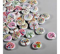 WILLBOND 100 bottoni bianchi misti bottoni rotondi a 2 fori 15 mm da cucito artigianali in legno per maglieria cucito a mano fai da te decorazione artigianale