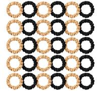 WILLBOND 30 elastici piccoli in seta satinata, da donna, sottili, mini elastici per coda di cavallo, per capelli spessi e ricci, decorazione per polsi (nero, oro)