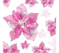 WILLBOND 36 fiori finti a forma di stella di Natale glitterati, decorazioni natalizie, matrimoni, albero di Natale, Capodanno, ornamenti (rosa)