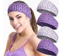 WILLBOND 4 fasce per capelli viola per la sensibilizzazione sul cancro al pancreas, per donne, sensibilizzazione alla violenza domestica, fasce elastiche sottili elastiche per il sudore, per