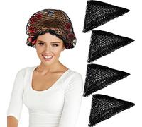 WILLBOND 4 Pezzi Rete per Capelli Triangolo in Cotone per Rotoli, Maglia per Sonno, Nero, 35 x 35 x 57 Pollici