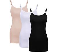 WILLBOND Camisole Top da Donna Basic Long Tanks Adjustable Spaghetti Strap Camisole Top, Set di Colori 2, XXL