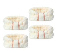 WILLBOND Confezione da 4 fasce per capelli in microfibra per spa e viso, per trucco, in spugna elastica, per donne e ragazze, per lavare il viso, trucco, doccia, yoga, sport (beige)