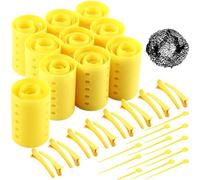 WILLBOND Il set di 141 bigodini per capelli include 60 bigodini in plastica (giallo, 6 misure)