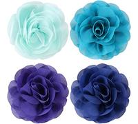 WILLBOND - Set di 4 ciondoli per cani e gatti, con fiori multicolore e papillon, per cani e gatti, accessori per la toelettatura (blu reale, verde chiaro, blu lago, viola)