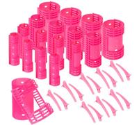 WILLBOND Set di 65 bigodini magnetici in plastica, 4 misure, per capelli lunghi, medi e corti, clip per capelli a forma di anatra, strumento per lo styling dei capelli (rosa)
