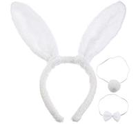 WILLBOND Set di Costumi Animali Cerchietto Orecchie da Coniglio Fascia per Orecchie di Coniglio Coda di Coniglio Cravatta di Coniglio per Bambini Adulti Festa di Pasqua o Decorazione del Costume
