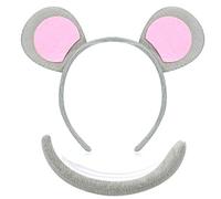 WILLBOND Set di Costumi Animali Fascia per Orecchie Set di Vestire Animali Coda Costume in Maschera Accessorio per Decorazioni per Feste (Topo)