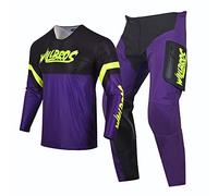 Willbros Completo Maglia e Pantaloni da Motocross Adulto Bicicletta Sporca Fuori Strada Abbigliamento da Corsa Tuta da Equitazione Nero Viola (Jersey XL Pants 36)