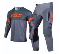 Willbros Completo Maglia e Pantaloni da Motocross Uomo Abbigliamento da Corsa Fuori Strada Bicicletta Sporca Donne Grigio Arancio (Jersey M Pants 32)