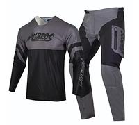 Willbros Completo Maglia e Pantaloni da Motocross Uomo Fuori Strada Bicicletta Sporca Abbigliamento da Corsa Cavalcare Tuta Protettiva Nero Grigio (Jersey XL Pants 36)