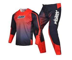 Willbros Completo Maglia e Pantaloni da Motocross Uomo Set di Ingranaggi MX Enduro Fuori Strada Equitazione AbbigliaUominito da Corsa Adulto