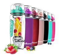willceal Flacone di frutta infusore 32 once resistente con palla di gel di ghiaccio staccabile, grande - Tritan senza BPA, coperchio a vibrazione, design a prova di perdite - Sport, campeggio (Menta)