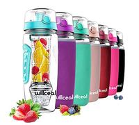 willceal Flacone di frutta infusore 32 once resistente con palla di gel di ghiaccio staccabile, grande - Tritan senza BPA, coperchio a vibrazione, design a prova di perdite - Sport, campeggio (Teal)