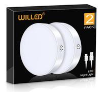 WILLED 6000K Dimmerabile Luce Notturna LED Interna, Luce Armadio, Tattile Controllo Batteria USB Ricaricabile Armadio Luce con Striscia Magnetica Adesiva per Cucina Scaffale Scale Soggiorno Garage