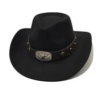 Willheoy Cappello da Cowboy a Tesa Larga Occidentale Western Australia Grande Bordo Unisex Uomo e Donna in Feltro Vintage (IT, Numero, 56, 58, Nero 3#)