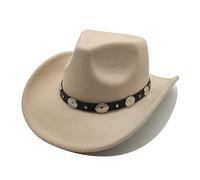Willheoy Cappello da Cowboy a Tesa Larga Occidentale Western Australia Grande Bordo Unisex Uomo e Donna in Feltro Vintage (as6, Numeric, Numeric 56, Numeric 58, Beige, 56-58)