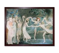 William Blake Oberon Titania Puck With Fairies Dancing Painting Art Print Framed Poster Wall Decor 12X16 Inch Giusto danza Pittura Manifesto Parete