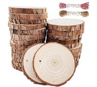 William Craft Dischetti Legno Grezzo Diametro 6-7cm 30 Pz Naturale Decorazioni Fette Dischetti Grezzo Rotondo Con 10m Corda Iuta Fai da Te Natale Feste Matrimonio Segnaposto