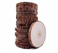 William Craft Dischi Legno Senza Buco Diametro 9-10cm 20 Pz Naturale da Decorare Natale Fai da Te Segnaposto Adatti per Pirografo, Intagliare, Disegnare