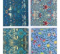 William Morris 100% Cotone Percalle 4 Pezzi Set di Stoffe Designer Fat Quarter Bundle FQ Tessuti per Patchwork, Quilting, Cucito | 50 x 52 cm (19" x 20") (Confezione 2)