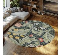 William Morris Acanthus Leaf Round Carpet 140cm tappetino pieghevole a pelo basso sottile tappeto vintage fiori scuri soggiorno guardaroba balcone antiscivolo lavabile