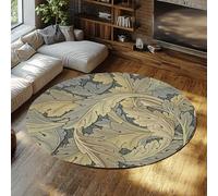 William Morris Acanthus Leaf Round Carpet 240cm grande tappeto pieghevole a pelo basso sottile moquette vittoriana vintage patio camera letto soggiorno antiscivolo lavabile
