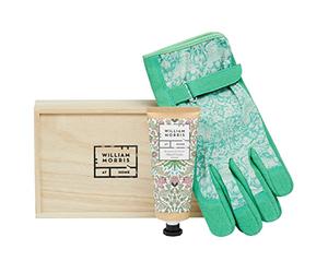 William Morris At Home Set di guanti da giardinaggio con giglio dorato, regolabili, leggeri, crema per le mani profumata, regalo perfetto per il giardiniere