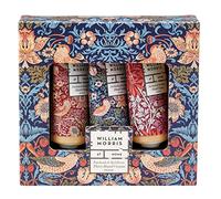 William Morris At Home Set regalo con crema mani al patchouli e bacche rosse, arricchita con burro di karitè e oli essenziali, dimensioni adatte ai viaggi, 3 x 30 ml