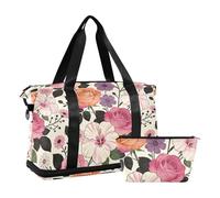 William Morris Borsa da viaggio con rosa rossa, tasca bagnata, tracolla regolabile, borsone sportivo da viaggio, set da 2 pezzi, per uomini e donne
