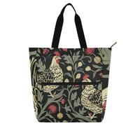 William Morris, borsa tote per libri, colore rosso scuro e nero, per ragazzi, ragazze, adulti, impermeabile, con manici con cerniera, per scuola, shopping, spiaggia