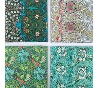William Morris - Confezione da 4 scampoli di tessuto di design Fat Quarter Bundle FQ in 100% percalle di cotone per trapuntatura, patchwork, artigianato e cucito | 50cm x 52cm (19" x 20") (Confezione