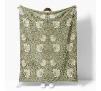 William Morris Coperta floreale vintage, rustica morbida flanella leggera, coperta botanica verde salvia/giallo, per soggiorno, divano, regalo, coperta per donne e ragazze, per tutte le stagioni, 127