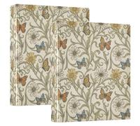 William Morris Daisies and Butterflies - 3 raccoglitori ad anelli, 2 pezzi, con tasche interne, 2 confezioni da 1/2 raccoglitori scolastici, 200 fogli, motivo: margherite e farfalle di William Morris
