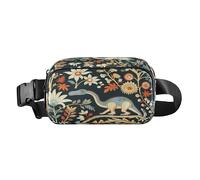 William Morris Dino Flower Colorful Trendy Crossbody Bag Marsupio per donne uomini impermeabile cintura toracica marsupio con cinghia regolabile per lo shopping sport lavoro